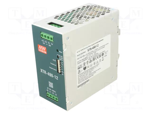 Power supply: switching; for DIN rail; 360W; 12VDC; 0÷30A; OUT: 1 MEAN WELL XTR-480-12