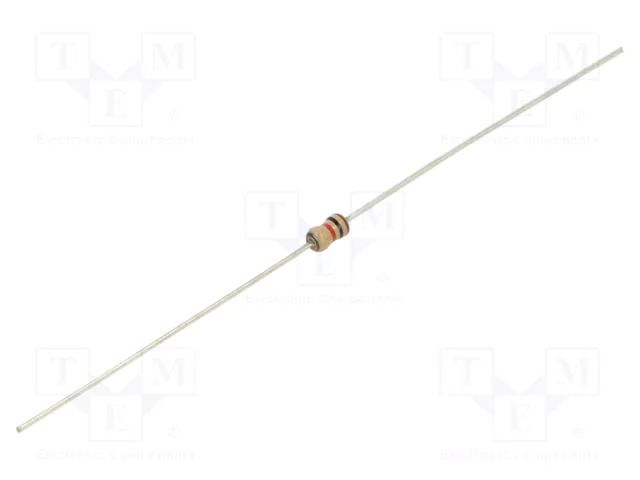 Resistor: carbon film; THT; 1kΩ; 250mW; ±5%; 200V; Ø0.45x28mm; axial ROYALOHM CFR0S4J0102A50