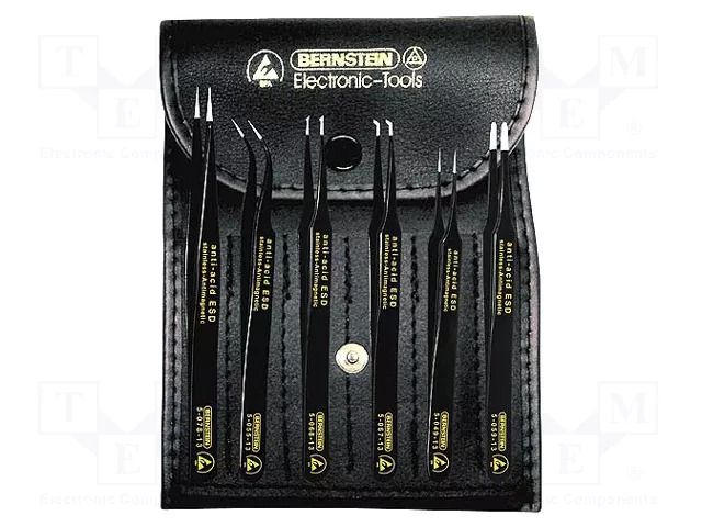 Tweezers-set; non-magnetic; SMD; ESD; 6pcs. BERNSTEIN BRN-5-060