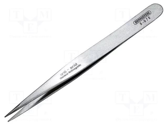 Tweezers; 130mm; for precision works,SMD; Blade tip shape: sharp BERNSTEIN BRN-5-078