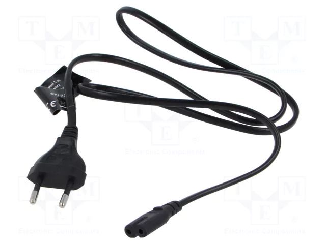 Cable; CEE 7/16 (C) plug,IEC C7 female; 1m; black; 2.5A; 230V LOGILINK CP192