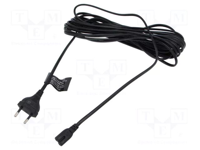 Cable; CEE 7/16 (C) plug,IEC C7 female; 5m; black; 2.5A; 230V LOGILINK CP193