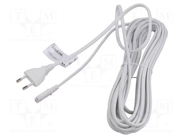 Cable; CEE 7/16 (C) plug,IEC C7 female; 7.5m; white; 2.5A; 230V LOGILINK CP194W