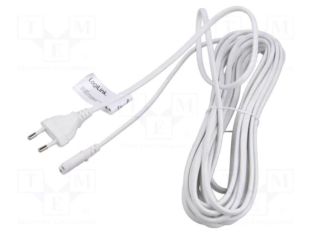 Cable; CEE 7/16 (C) plug,IEC C7 female; 10m; white; 2.5A; 230V LOGILINK CP195W