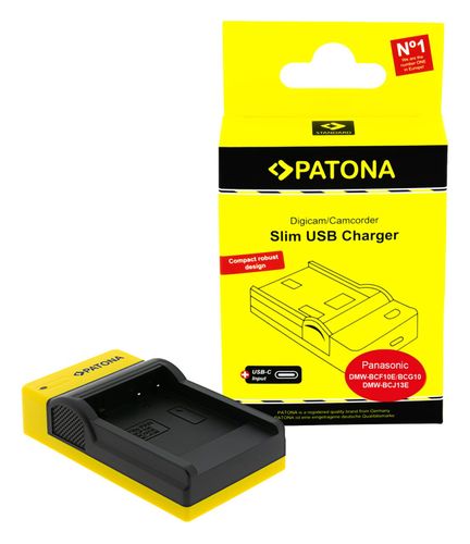 PATONA Slim USB charger with USB-C Input for Panasonic DMW-BCF10E Lumix DMC-FS7 DMCLX5 DMCLX5 DMC-LX5, PATONA 151549 4055655203432