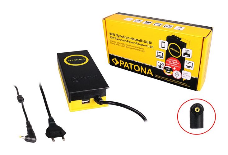 PATONA 90W Synchron Adapter 4x1.7x12mm 19,5V incl. USB Output 2,1A f. HP Mini 1100CM-KS167UT 1100-NK348AAR, PATONA 2620 4055655177191