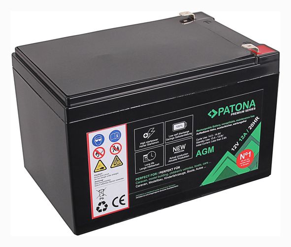 PATONA Premium AGM Lead Battery 12V 12Ah 20HR, PATONA 6406 4055655211253