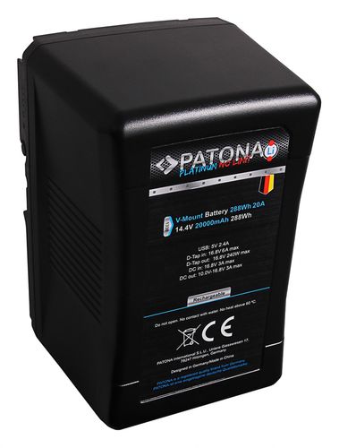 PATONA Platinum Battery V-Mount 20A 288Wh with Tesla-cells f. Sony BP-290W DSR 250P 600P 650P 652P, PATONA 1338 4055655218849