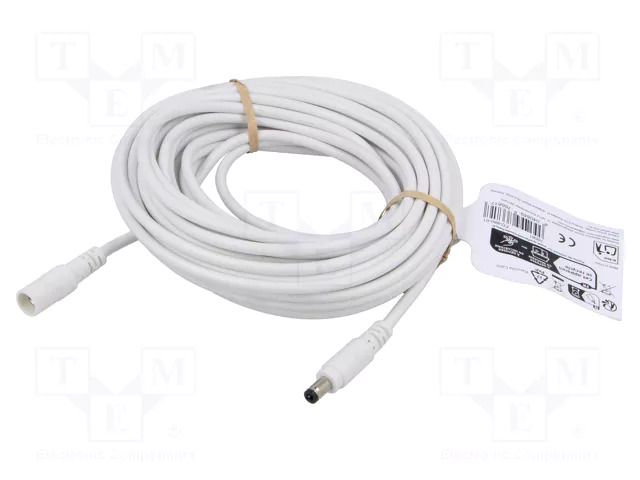 Cable; DC 5,5/2,5 plug,DC 5,5/2,5 socket; straight; white; 5m GOOBAY GOOBAY-76680