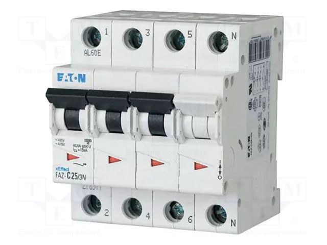 Circuit breaker; 230/400VAC; Inom: 40A; Poles: 3+N; Charact: C; 15kA EATON ELECTRIC FAZ-C40/3N