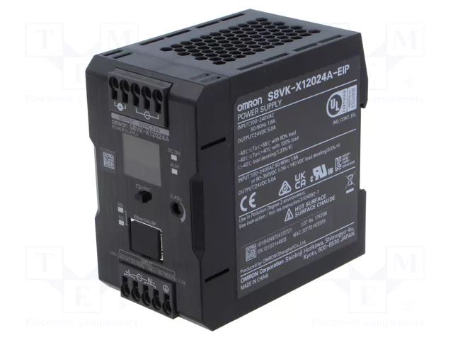 Power supply: switching; for DIN rail; 120W; 24VDC; 5A; 85÷264VAC OMRON S8VK-X12024A-EIP