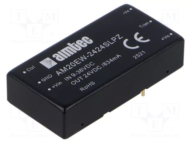 Converter: DC/DC; 20W; Uin: 9÷36VDC; Uout: 24VDC; Iin: 947mA; THT AIMTEC AM20EW-2424SLPZ
