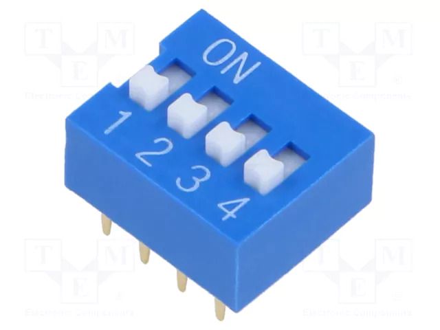 Switch: DIP-SWITCH; Poles number: 4; OFF-ON; 0.025A/24VDC; Pos: 2 Same Sky DS01C254S04BE
