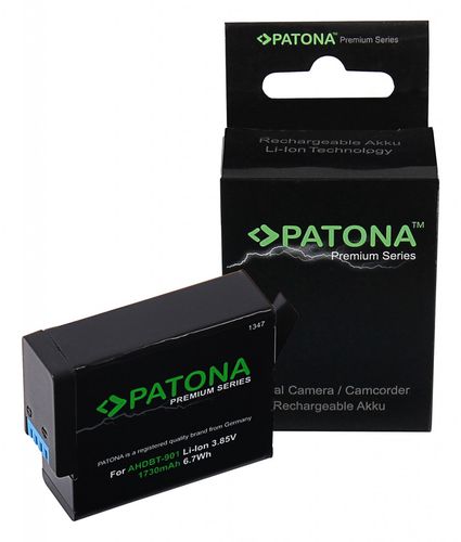 PATONA Premium Battery f. GoPro Hero 9 Hero 10 Hero 11 Hero 12 AHDBT901 ADBAT001 ADDBD-211, PATONA 1347 4055655225328