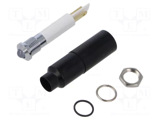 Indicator: LED; prominent; white; 230VAC; Ø8.2mm; IP67; connectors SIGNAL-CONSTRUCT SWQU08628