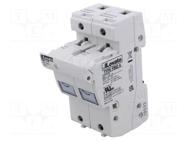 Fuse base; 14x51mm; for DIN rail mounting; 50A; 690VAC; Poles: 2 LOVATO ELECTRIC FB02A2P