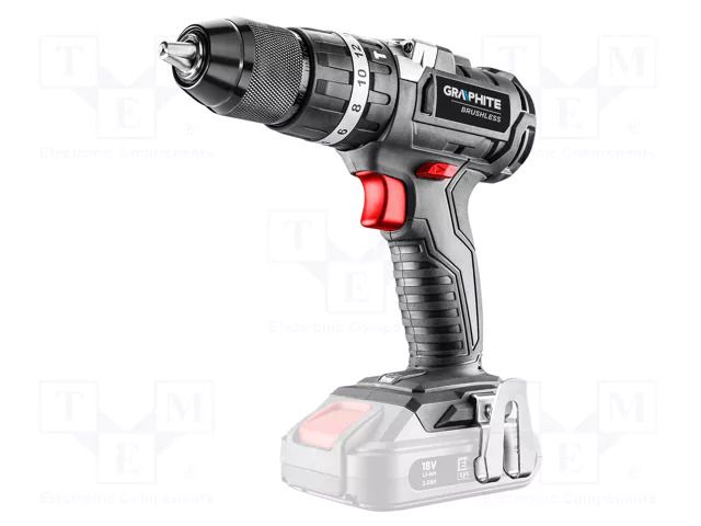 Drill/driver; battery; percussion drilling,screwdriving; 18VDC GRAPHITE 58G020