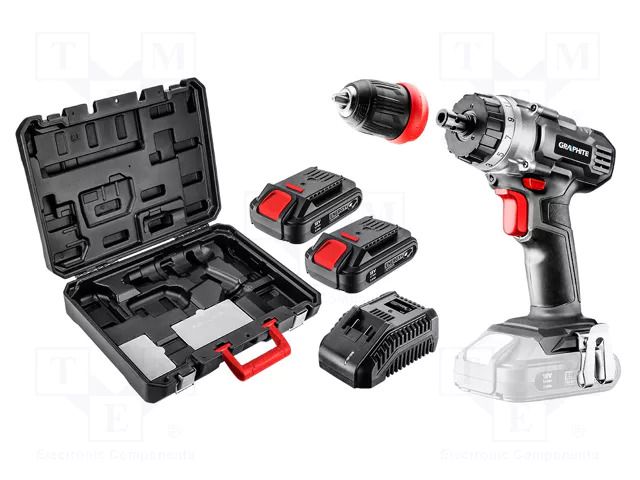 Drill/driver; battery; drilling,screwdriving; 18VDC; 44Nm GRAPHITE 58G022-SET2