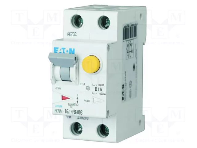 RCBO breaker; Inom: 6A; Ires: 30mA; Poles: 1+N; 230VAC; IP20; 1÷25mm2 EATON ELECTRIC PKNM-6/1N/B003AMW