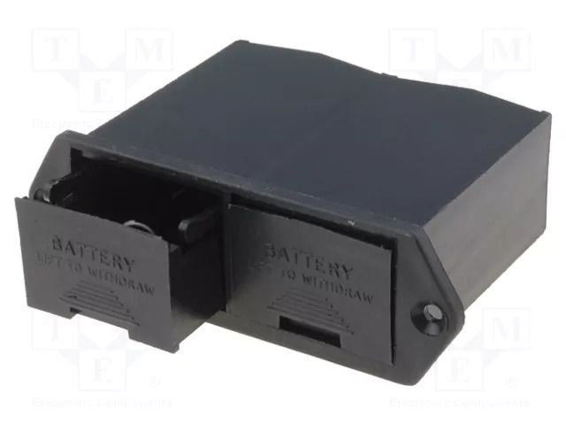 Drawer holder; 6F22; Batt.no: 2; on panel; soldering lugs; black BULGIN BX0026