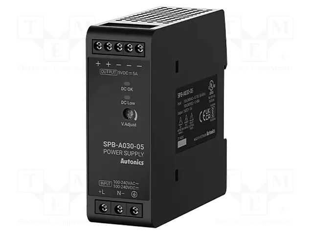 Power supply: switching; for DIN rail; 25W; 5VDC; 5A; 85÷264VAC AUTONICS SPB-A030-05
