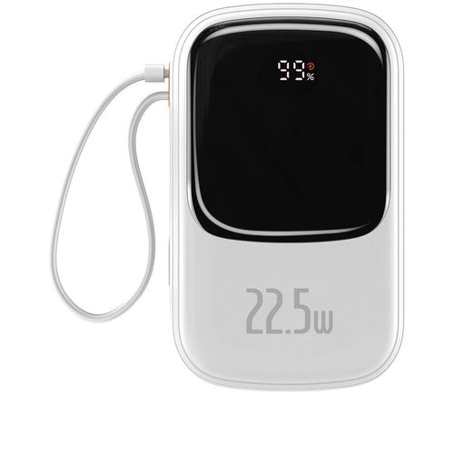 Baseus Qpow Digital Display powerbank with fast charging 20000mAh 22.5W QC/PD/SCP/FCP with built-in USB-C cable white, Baseus 6932172620684 6932172620684