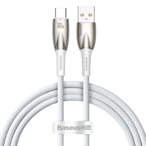 Baseus Glimmer Series fast charging cable USB-A - USB-C 100W 480Mbps 1m white, Baseus 6932172617981 6932172617981
