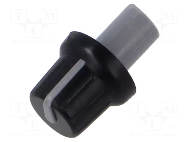 Knob; with pointer; ABS; Øshaft: 6mm; Ø15.8x13.8mm; black; push-in SR PASSIVES GMN-4P6M-GY