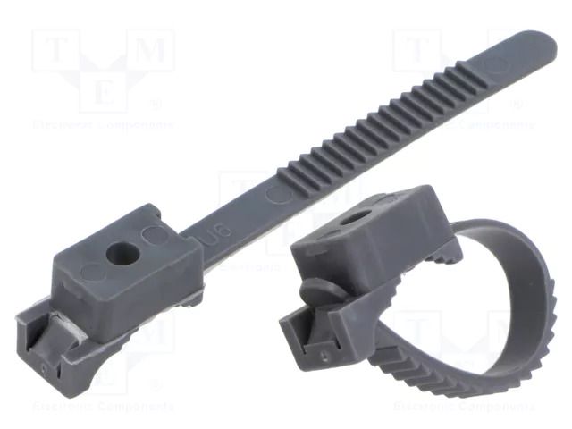 Cable strap clip; L: 80mm; 100pcs; -15÷80°C; StrapLock; Body: grey TIE10 TTSL20G