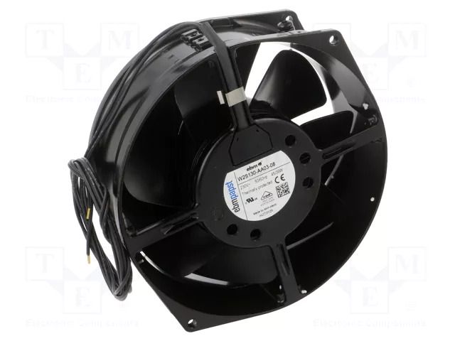Fan: AC; axial; 230VAC; Ø172x55mm; ball; 2800rpm; IP20; 20AWG; black EBM-PAPST W2S130-AA03-08