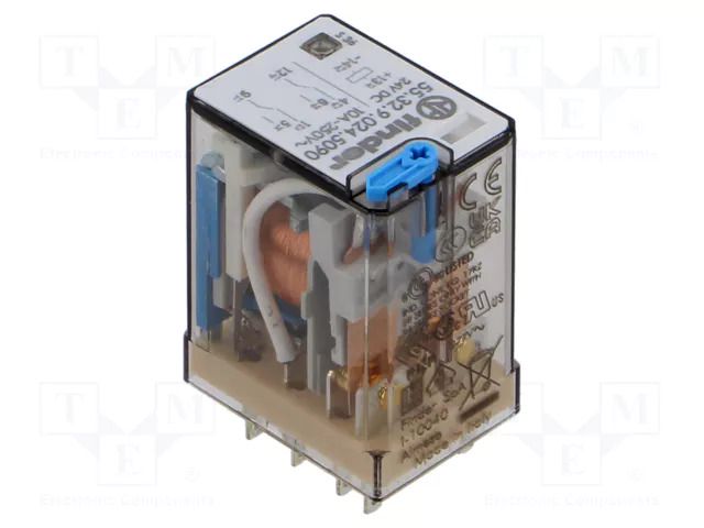 Relay: electromagnetic; DPDT; 24VDC; Icontacts max: 10A; socket FINDER 55.32.9.024.5090