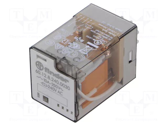 Relay: electromagnetic; DPDT; 240VAC; Icontacts max: 10A; socket FINDER 60.12.8.240.0030