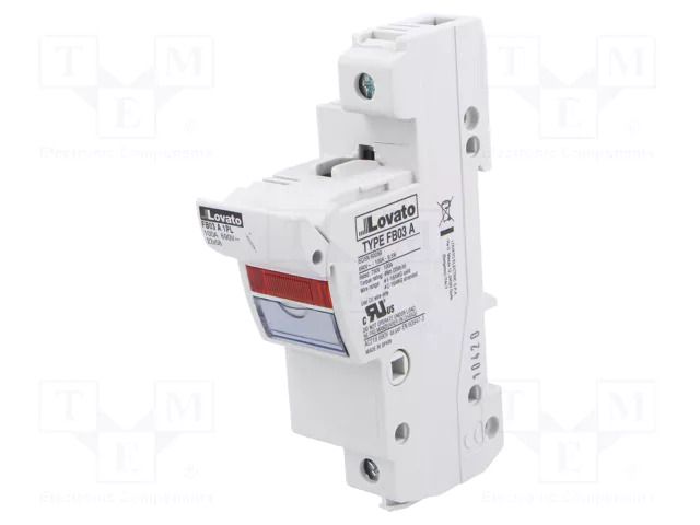 Fuse base; 22x58mm; for DIN rail mounting; 125A; 690VAC; Poles: 1 LOVATO ELECTRIC FB03A1PL