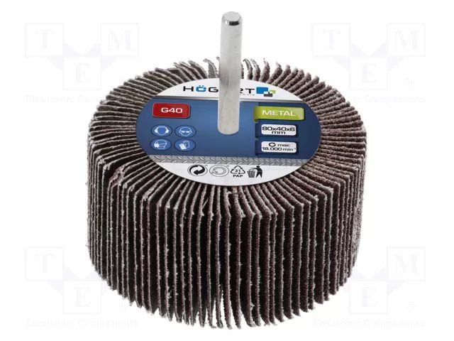 Grinding pin; Granularity: 60; Holder: plunger; 6mm; flap HÖGERT TECHNIK HT8D021