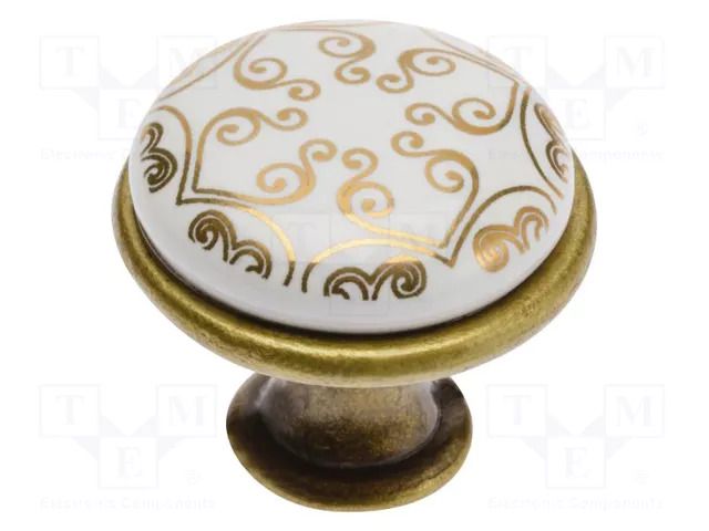 Knob; Ø: 26.5mm; H: 23mm; porcelain,zamak; orient gold; furniture GTV Poland GTV-GP-0728J4-C-04