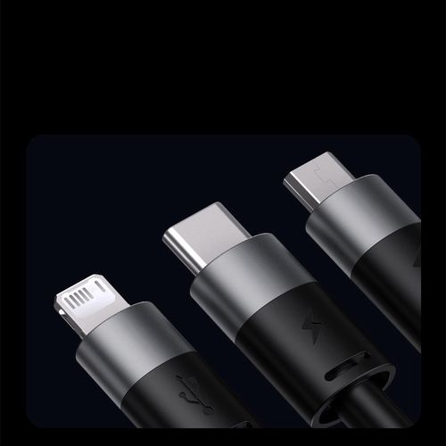 3in1 USB - micro USB / Lightning / USB C 3.5A 1.2m cable Baseus StarSpeed - black, Baseus 6932172622268 6932172622268