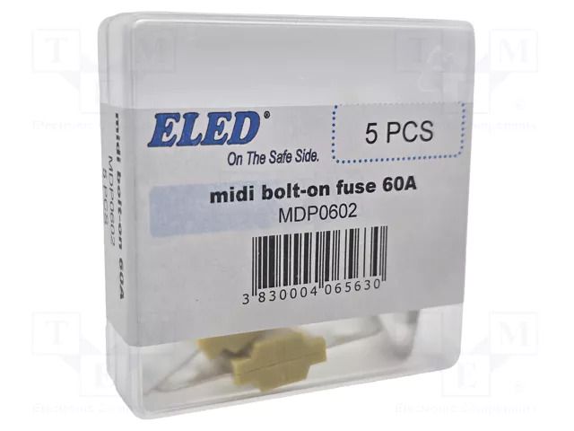 Fuse: fuse; 60A; 58VDC; automotive; 41mm; M5 screw; 41x12x8.24mm ELED MDP0602