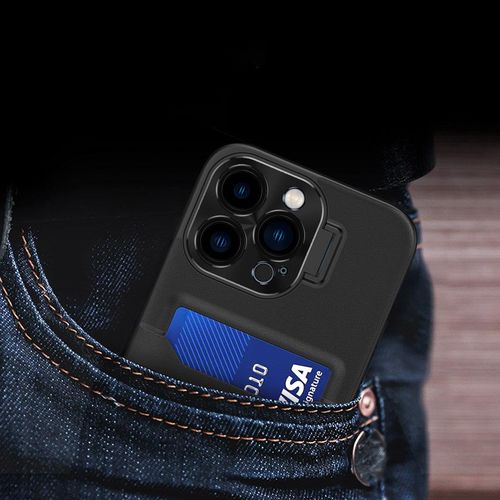 Leather Stand Case case for iPhone 14 Plus cover card wallet with stand black, Hurtel 9145576269695 9145576269695
