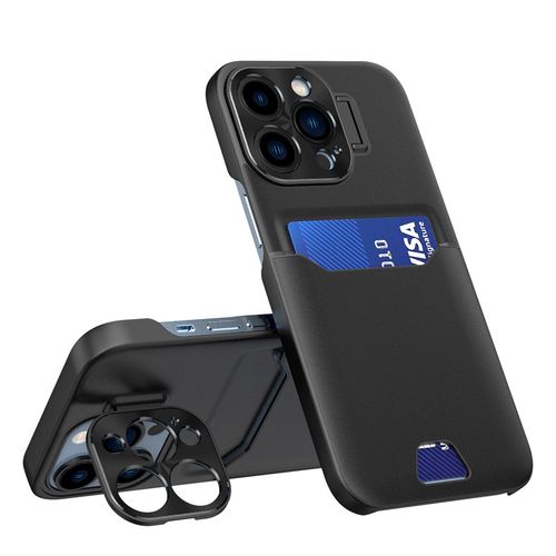 Leather Stand Case case for iPhone 14 Pro cover card wallet with stand black, Hurtel 5907769350566 5907769350566