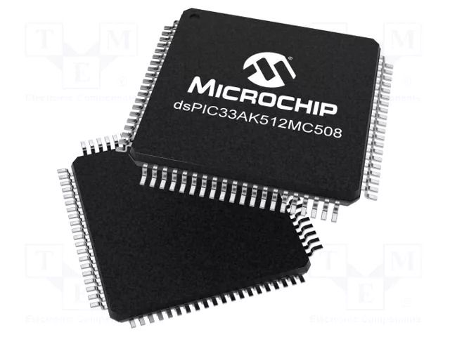 IC: dsPIC microcontroller; 64kB; 64kBSRAM; TQFP80; 3÷3.6VDC; DSPIC MICROCHIP TECHNOLOGY 33AK512MC508-I/PT