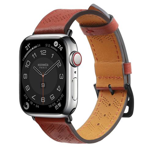 Strap Leather leather strap Apple Watch Ultra, SE, 9, 8, 7, 6, 5, 4, 3, 2, 1 (49, 45, 44, 42 mm) band bracelet red, Hurtel 9145576276303 9145576276303