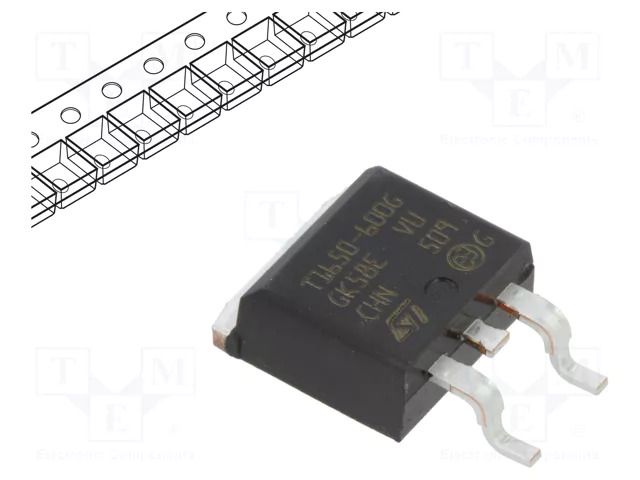 Triac; 600V; 16A; D2PAK; Igt: 50mA; Ifsm: 160A STMicroelectronics T1650-600G-TR