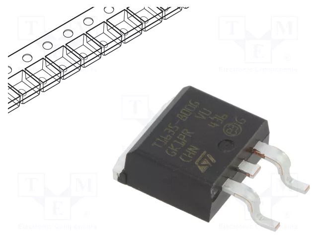 Triac; 800V; 16A; D2PAK; Igt: 35mA; Ifsm: 160A STMicroelectronics T1635-800G-TR