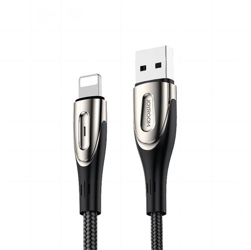 Joyroom Sharp Series S-M411 USB-A / Lightning 3A Cable 1.2m with Charging Indicator - Black, Joyroom 6956116798840 6956116798840