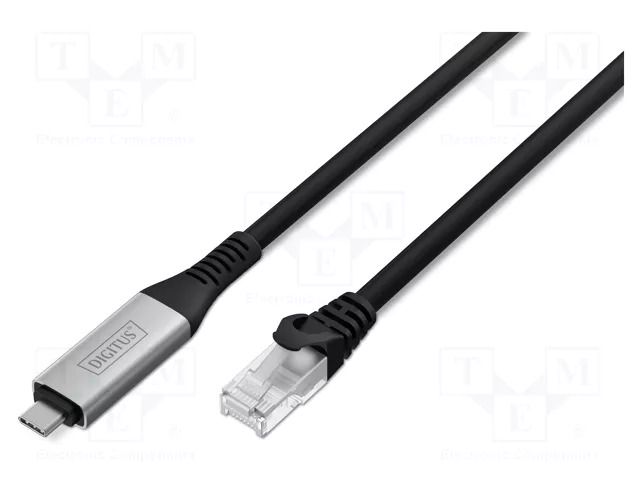 Cable; USB 3.2 Gen 1; RJ45 plug,USB C plug; nickel plated; 2m DIGITUS AK-300601-020-S