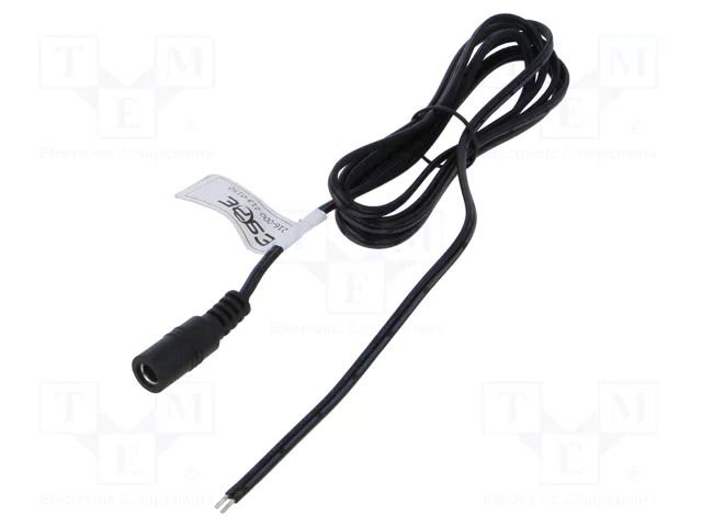Cable; 2x0.52mm2; wires,DC 5,5/2,1 socket; straight; black; 1.5m ESPE KG216-000-213-0150