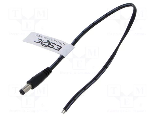 Cable; 2x0.52mm2; wires,DC 5,5/2,5 plug; straight; black; 0.25m ESPE KW211-000-213-0025
