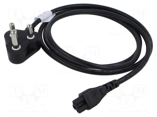 Cable; 3x0.75mm2; IEC C5 female,IS 1293 (M) plug; PVC; 1.8m; 2.5A LIAN DUNG SN51-3/07/1.8BK