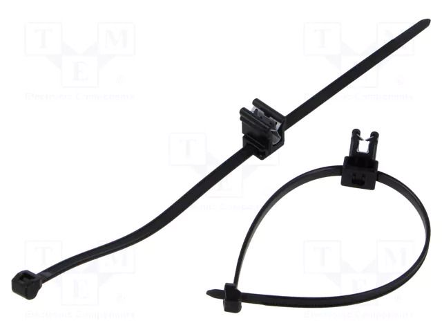 Cable tie; with fixing for edges; L: 200mm; W: 4.6mm; black; 225N HELLERMANNTYTON T50ROSEC4A-PA66HS