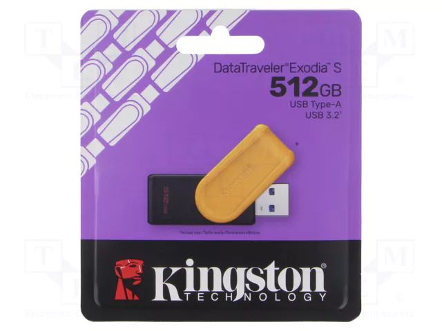Pendrive; USB 3.2 Gen 1; 512GB; black,orange; USB A KINGSTON TECHNOLOGY DTXS/512GB